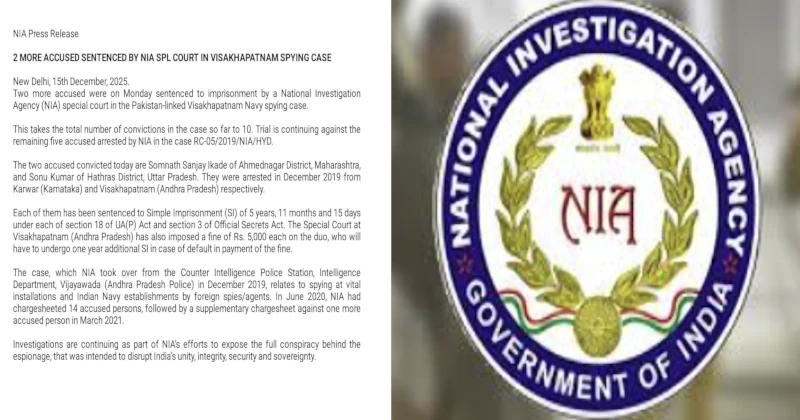 Visakhapatnam Navy Spying Case: NIA court sentences 2 more