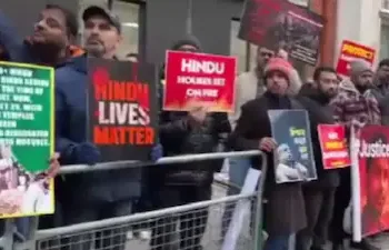 Protest in London against killing of Hindus in Bangladesh