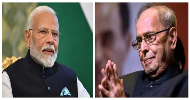 Prime Minister Narendra Modi (Left) and Former President and Bharat Ratna Pranab Mukherjee (Right)
