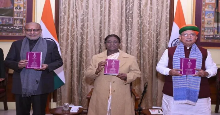 President Droupadi Murmu is launching Constitution in Santhali Language along with Vice President CP Radhakrishnan and Union Law Minister Arjun Ram Meghwal