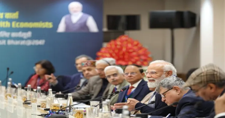 Prime Minister Narendra Modi interacted with a group of eminent economists and experts at NITI Aayog