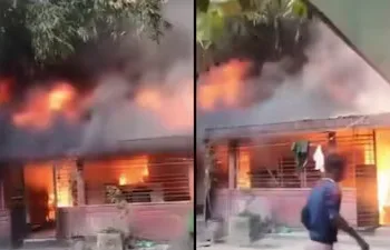 A video of the fire incident has emerged, showing people running around the house