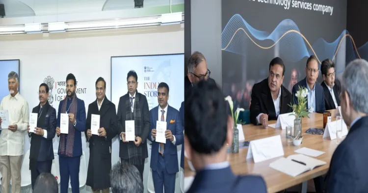 Assam CM Himanta Biswa Sarma along with the delegates at the World Economic Forum in Davos