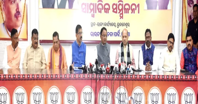 Odisha Chief Minister Mohan Majhi, along with State BJP President Manmohan Samal and other senior leaders, held a press conference at the State Party Headquarters