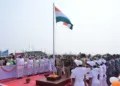 Odisha DGP Y.B. Khurania Hoists the National Flag on Uninhabited Udabali Island near Dhamra, Odisha