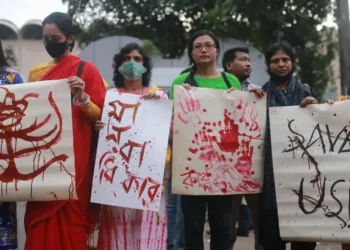 Hindus protesting against targeted attacks in Bangladesh for their religious identities (Representative image)