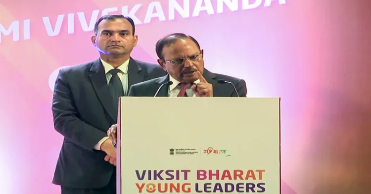 New Delhi, Jan 10 (ANI): National Security Advisor Ajit Doval speaks during the opening ceremony of the Viksit Bharat Young Leaders Dialogue at Bharat Mandapam, in New Delhi on Saturday. (Ministry of Youth Affairs and Sports/ANI Video Grab)