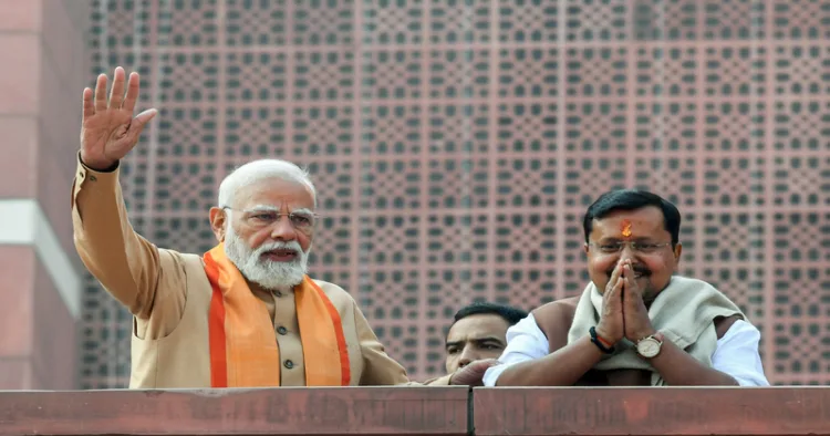 New Delhi, Jan 20 (ANI): Prime Minister Narendra Modi with newly elected BJP National President Nitin Nabin during the Sangathan Parv, at the party headquarters, in New Delhi on Tuesday. (ANI Photo/Jitender Gupta)