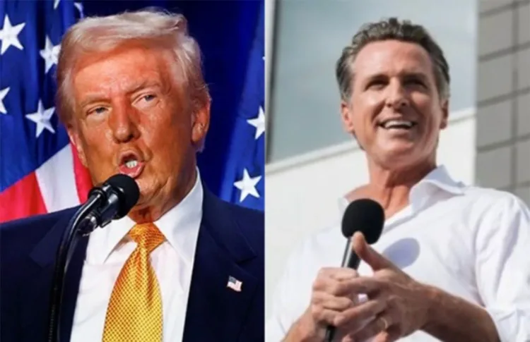 US president Donald Trump, California Governor Gavin Newsom, Image via ANI