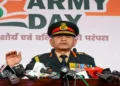 Chief of the Indian Army General Upendra Dwivedi addresses on the Army Day