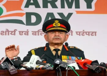 Chief of the Indian Army General Upendra Dwivedi addresses on the Army Day
