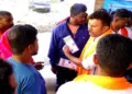 Activists checking the ID proof of the workers to testify their Bangladesh roots