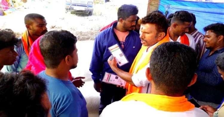 Activists checking the ID proof of the workers to testify their Bangladesh roots
