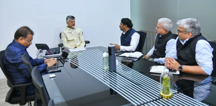 Andhra Pradesh Chief Minister N. Chandrababu Naidu with Aerospace and Defence Advisor Satish Reddy, IT–Digital Transformation Advisor Amit Duggar, IIT Tirupati Director Prof. K.N. Satyanarayana, Prof. Senthil Kumar,
