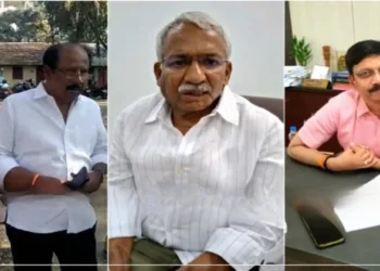 (From Left to Right): Complainent Lakshmi Narayana, Excise Minister Thimmapur and Excise DC Jagadeesh