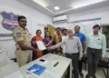 GHMC corporator Akula Srivani with her team after filing complaint with Hyderabad police