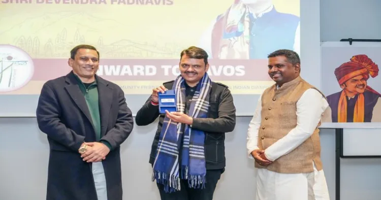 Chief Minister Devendra Fadnavis accepted World Economic Forum(WEF) Magnetic Maharashtra badge