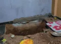 A pit dug inside one of the rooms of the house where the rituals were supposed to be performed and the infant Hindu boy was to be sacrificed
