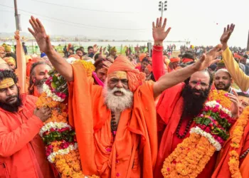 Sadhu's arriving at the Magh Mela