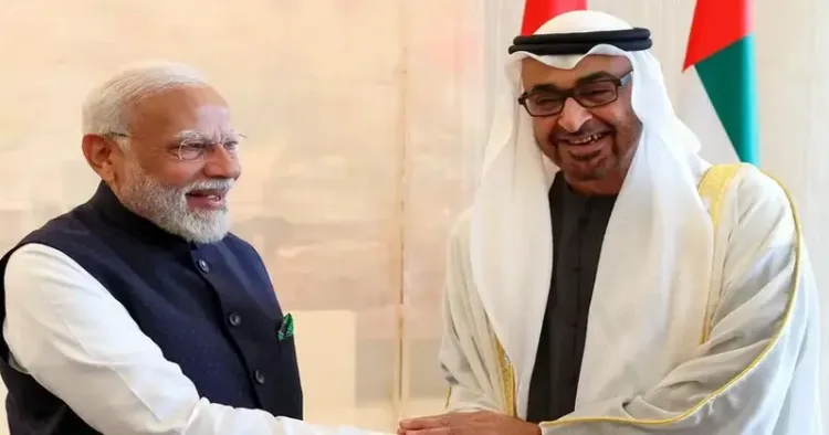 Prime Minister Narendra Modi and the UAE President Mohamed Bin Zayed