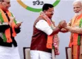 (From Left to Right) Rajnath Singh, Nitin Nabin, PM Narendra Modi
