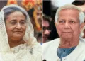 (Left) Prime Minister Sheikh Hasina (Right) Chief Adviser of Bangladesh's Interim Government Muhammad Yunus