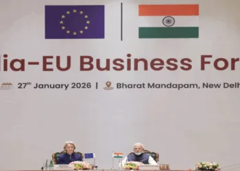 (Left) President of the European Commission, Ursula von der Leyen (Right) PM Narendra Modi