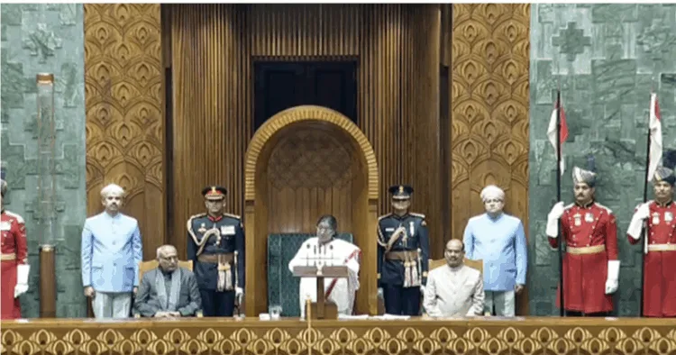 President Droupadi Murmu addressing the parliament