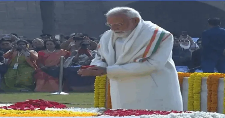 PM Modi pays floral tribute to Mahatma Gandhi on 78th death anniversary at Raj Ghat