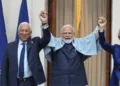 European Council President António Costa -Indian PM Narendra Modi - European Commission President Ursula von der Leyen (L to R)