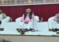 RSS Sarsanghchalak Dr Mohan Bhagwat (in the centre) along with other dignitaries on the stage
