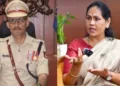 IPS officer Pavan Nejjuru (Left) and Union Minister Shobha Karandlaje (Right)