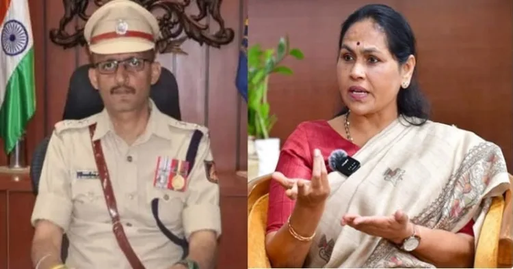 IPS officer Pavan Nejjuru (Left) and Union Minister Shobha Karandlaje (Right)