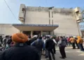 People standing outside Rupnagar District Court Complex after bomb threat. (Image via Tribune)