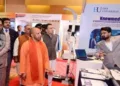 UP Chief Minister Yogi Adityanath at the conference on artificial intelligence (AI) in Lucknow