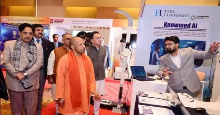 UP Chief Minister Yogi Adityanath at the conference on artificial intelligence (AI) in Lucknow