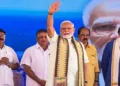 Prime Minister Narendra Modi, Congress MP Shashi Tharoor and others during the inauguration of the Vizhinjam International Seaport, in Thiruvananthapuram in 2025