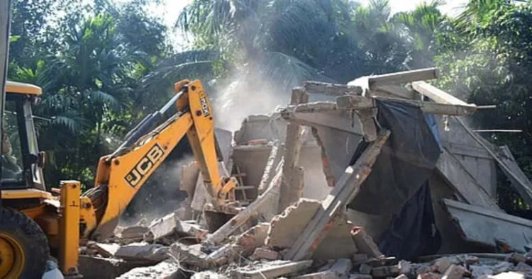 Sambhal bulldozer drive clears 19 bighas of encroached land on Chandausi Road