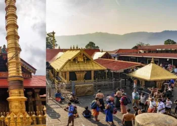 Dwaja sthambham at Sabarimala Mandir, Kerala