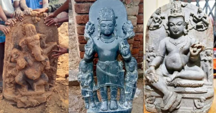 Ancient murtis that unearthed at various places in Bihar (Images via X/@reach_ashutosh)