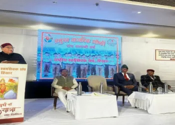 Arun Kumar, Akhil Bharatiya Sah Sarkaryavah of Rashtriya Swayamsevak Sangh (RSS) addressing a programme at Punjabi Bhavan, Hisar, Haryana