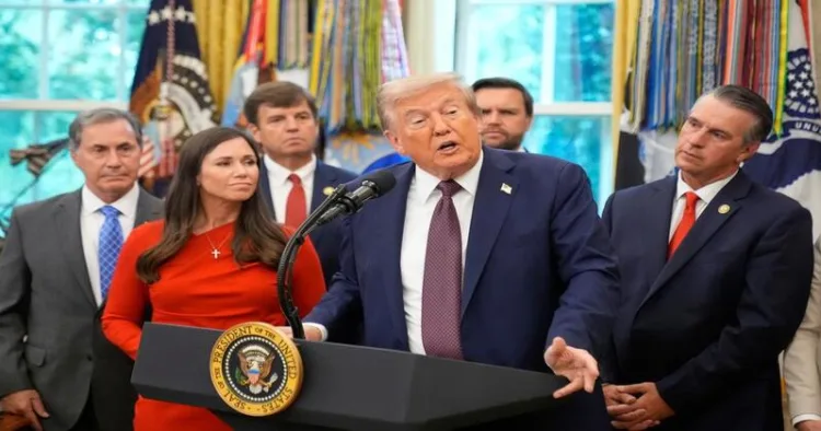 US President Donald Trump speaks during an event in the Oval Office of the White House in September, 2025