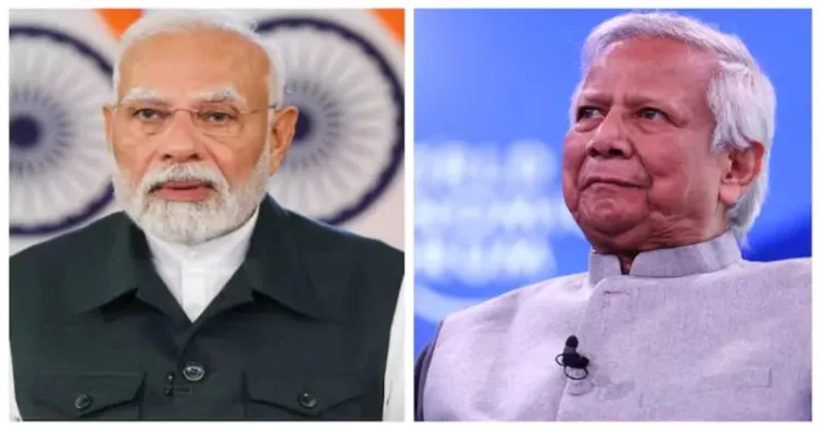 Prime Minister Narendra Modi (Left) and Bangladesh interim government chief advisor Muhammad Yunus (Right)