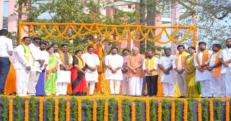BJP National General Secretary (Organisation) BL Santosh along with other dignitaries at the re-enactment of the historic 1965 Bharatiya Jana Sangh national conference