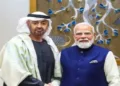 UAE President Sheikh Mohammed bin Zayed Al Nahyan with Indian Prime Minister Narendra Modi during their meeting in New Delhi
