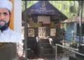 The vandalised Devi shrine at Kuttichathankavu Mandir in Mummulli, Nilambur; police have arrested Nadeer (37) in connection with the incident