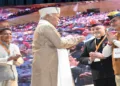 RSS Sarsanghchalak Dr Mohan Bhagwat greeting the personnel of the armed forces