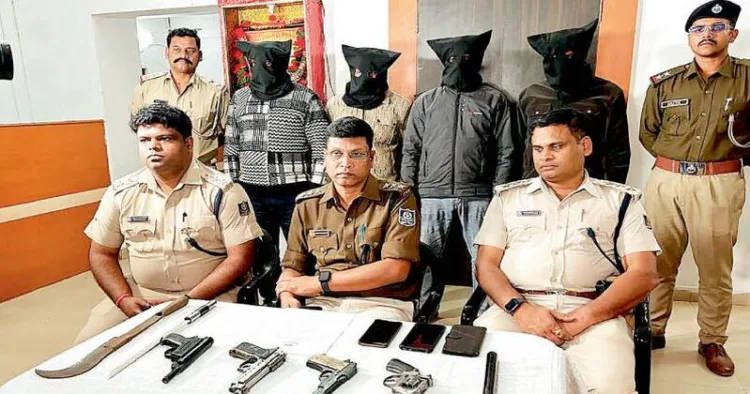 Rourkela Police officials addressing the media during a press conference at Bisra police station