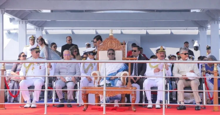 President Droupadi Murmu on INS Sumedha at International Fleet Review, 2026