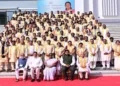 President Murmu with the students at FM University Convocation post the convocation